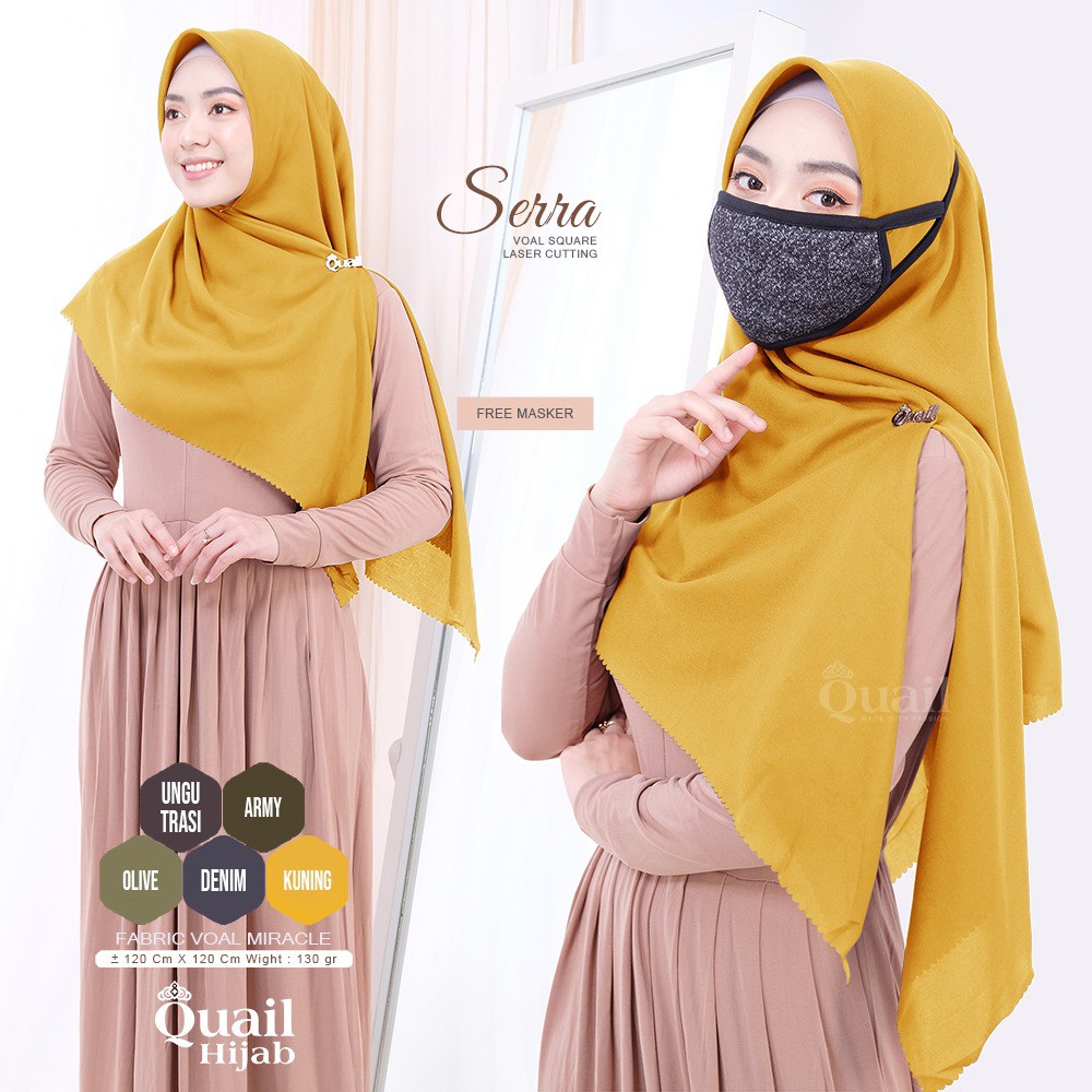 SERRA VOAL SQUARE LASER CUTTING jilbab Segi empat Quail hijab