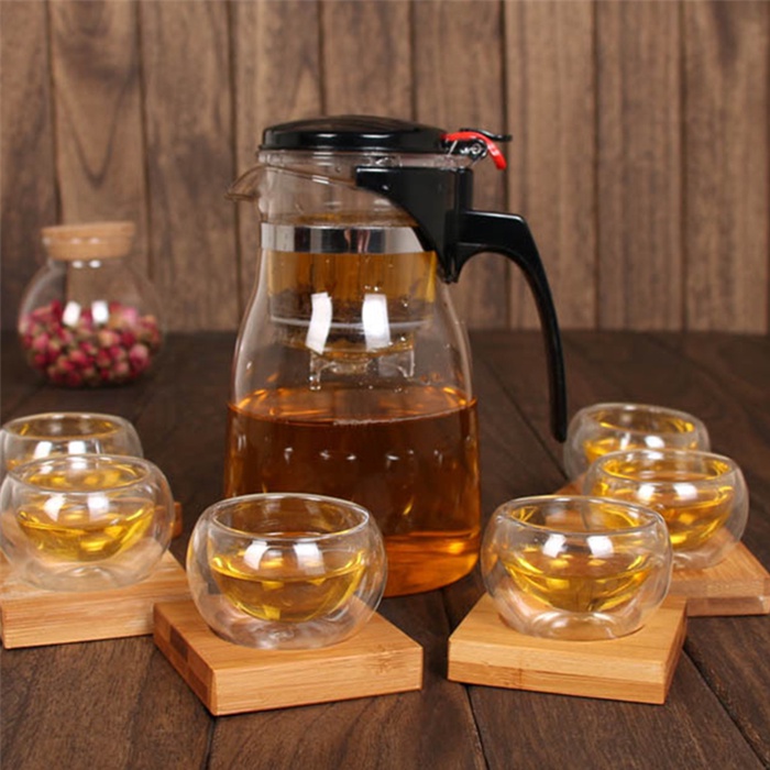 Teko Teh Dengan Saringan Pitcher Kaca Teapot 900 ml