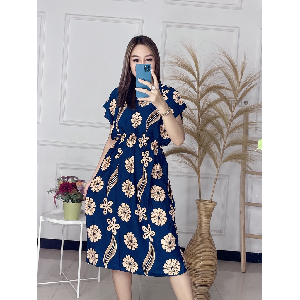 Daster Manohara Rayon Resleting Depan Busui Halus Adem Terbaru Kekinian Casual Dress