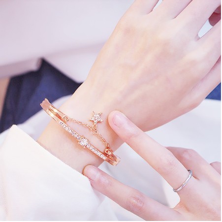 [EMARTSHOP] Gelang Tangan Titanium C9 Energi Magnetik Om Mani Padme Hum Gelang Wanita-1