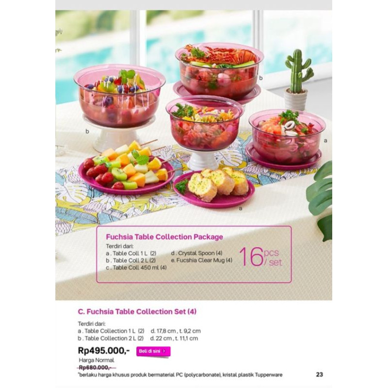 Fuschia Table Collection set (4) ORI BY TUPPERWARE