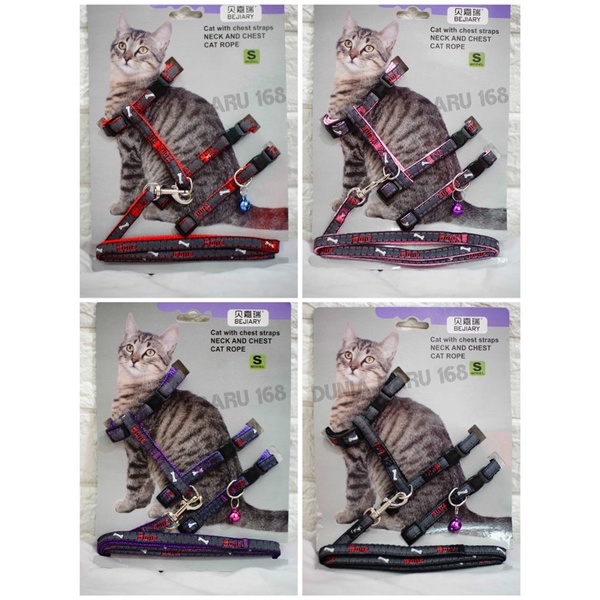 Harness kucing/musang model H kumplit TALI,HARNESS dan COLLAR/kalung kucing