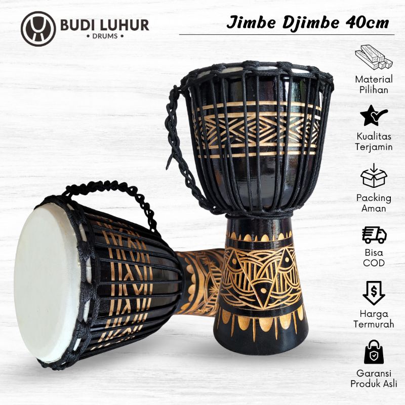 Alat Musik Gendang Jimbe Djimbe Mirip Darbuka Ukuran Sedang 40cm Motif Ukir Kualitas Suara Bagus Kencang