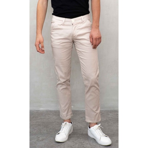 CELANA CHINO Panjang pria Slimfit KERJAHARIAN Santai Casual Formal Hitam Abu Cream Mocca Size 27-38