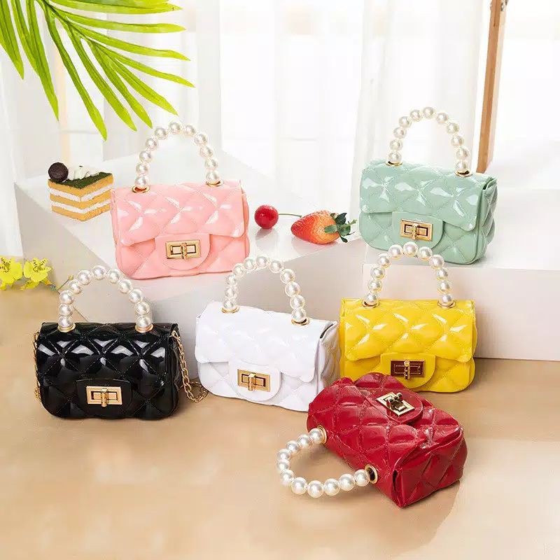 TAS MINI JELLY MUTIARA WANITA | TAS SELEMPANG ANAK | TAS JELLY ALA KOREA