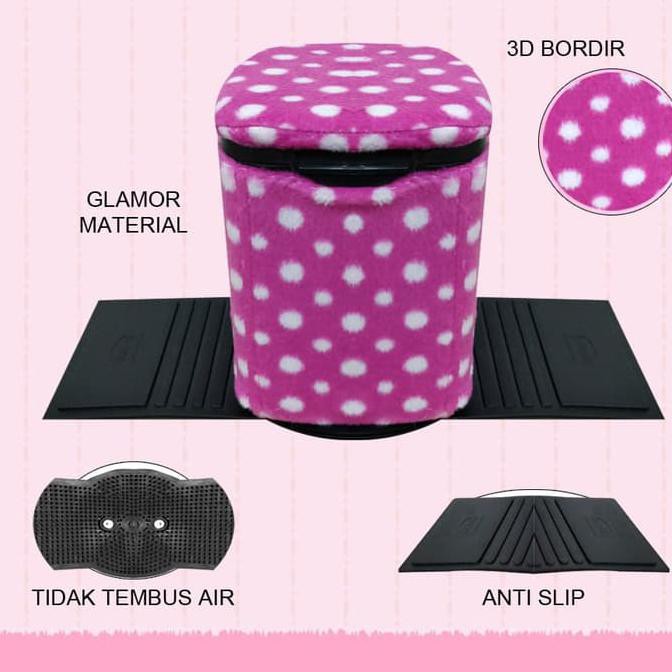 BERKUALITAS Tempat Sampah Mobil POLKADOT PINK , Aksesoris Mobil Motif POLKADOT -OTOGEAR