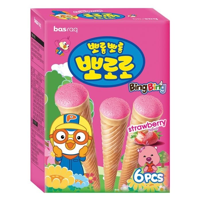 

⭐ COD ⭐ Pororo Bingbing Ice Cream Ice Cone Snack 54gr - Strawberi