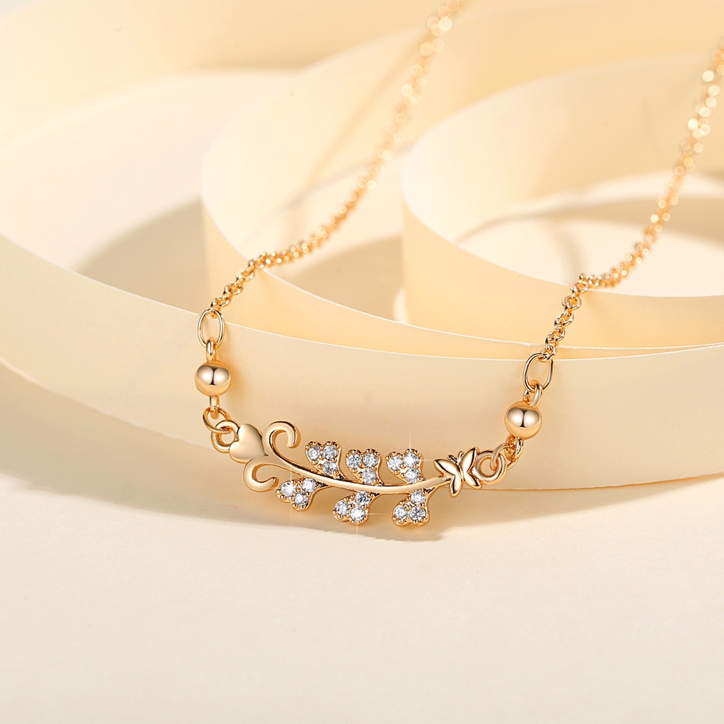 Y588 【COD】 Kalung Asli Rantai Lontin Terbaru Anti Luntur Kalung Liontin Wanita Berlian Lapis Emas Fashion Aksesoris