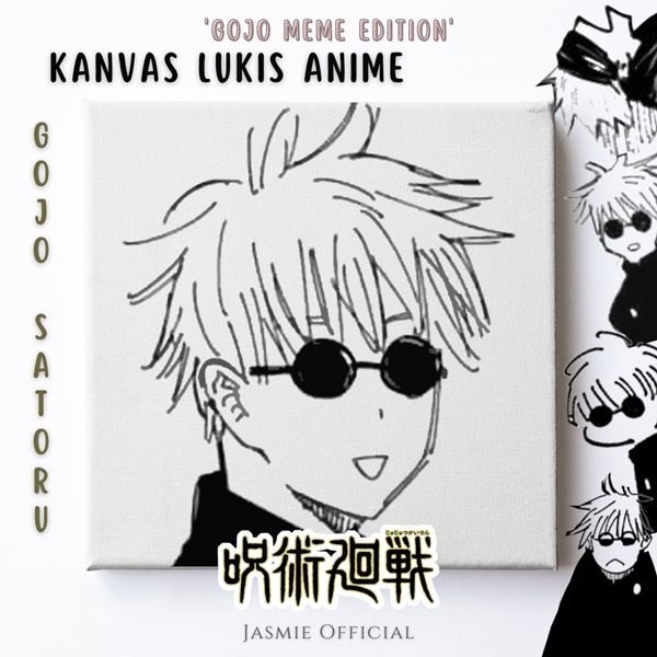 JUJUTSU KAISEN Gojo Satoru MEME Edition Fanmerch Anime Kanvas Lukis (BISA CUSTOM) - Canvas Painting 