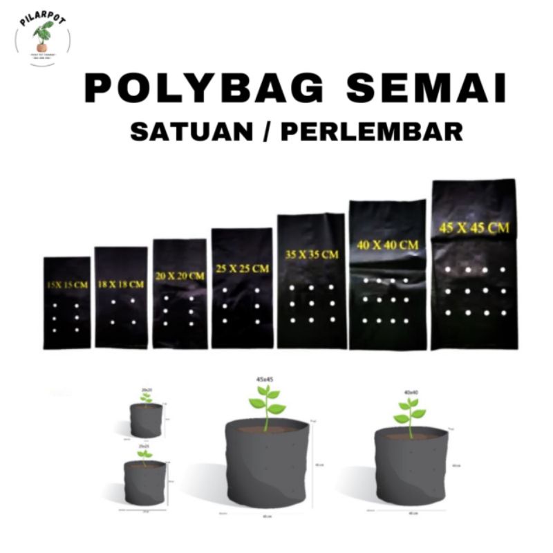 plastik polybag polibag semai tanaman ecer satuan KECIL SEDANG - POLYBAG PERLEMBAR