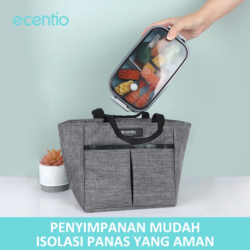 ecentio tas bekal makanan Tote bag lunch bag totebag Tas piknik Lunch Cooler Bag anti Panas