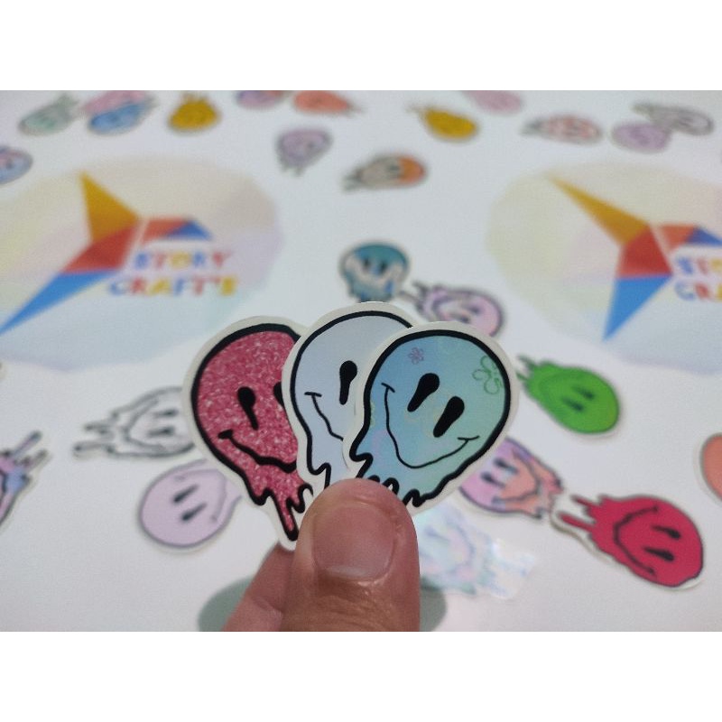 

Sticker Aestetic/Tumblr Animasi Melting Face Kawai Lucu Chibi Bahan Glosy Chromo Murah