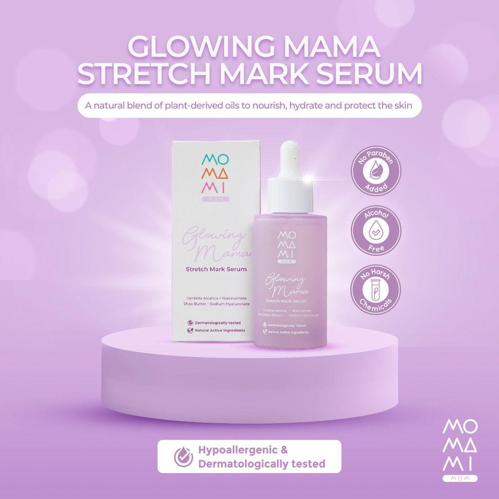 Momami Glowing Mama Stretch Mark Serum 50ml - Serum penghilang bekas strech mark