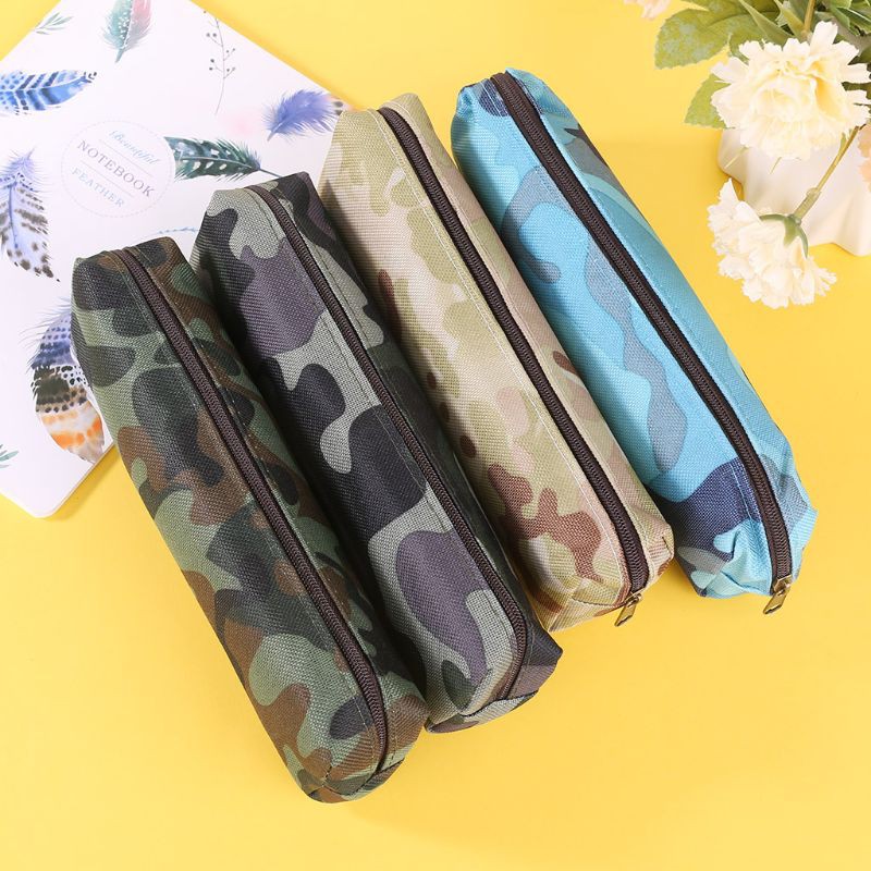 

Free Ongkir ya Camouflage Pencil Case Cosmetic Makeup Bag School Office Supplies Zipper Pen Pouch