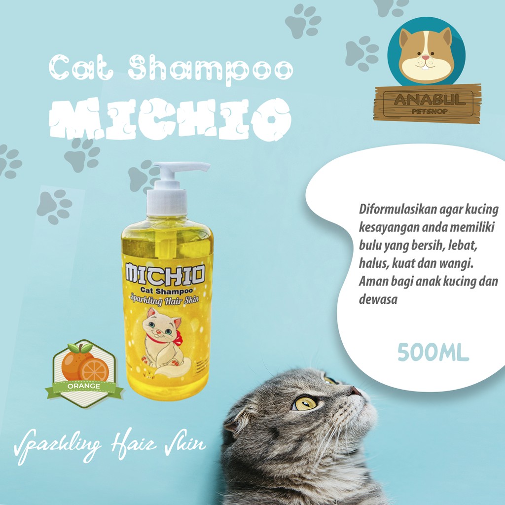 SHAMPOO KUCING &amp; ANJING 500ML MICHIO ANTI JAMUR &amp; KUTU BOTOL PUMP VARIAN STRAWBERRY JERUK APEL-BOTOL PUMP