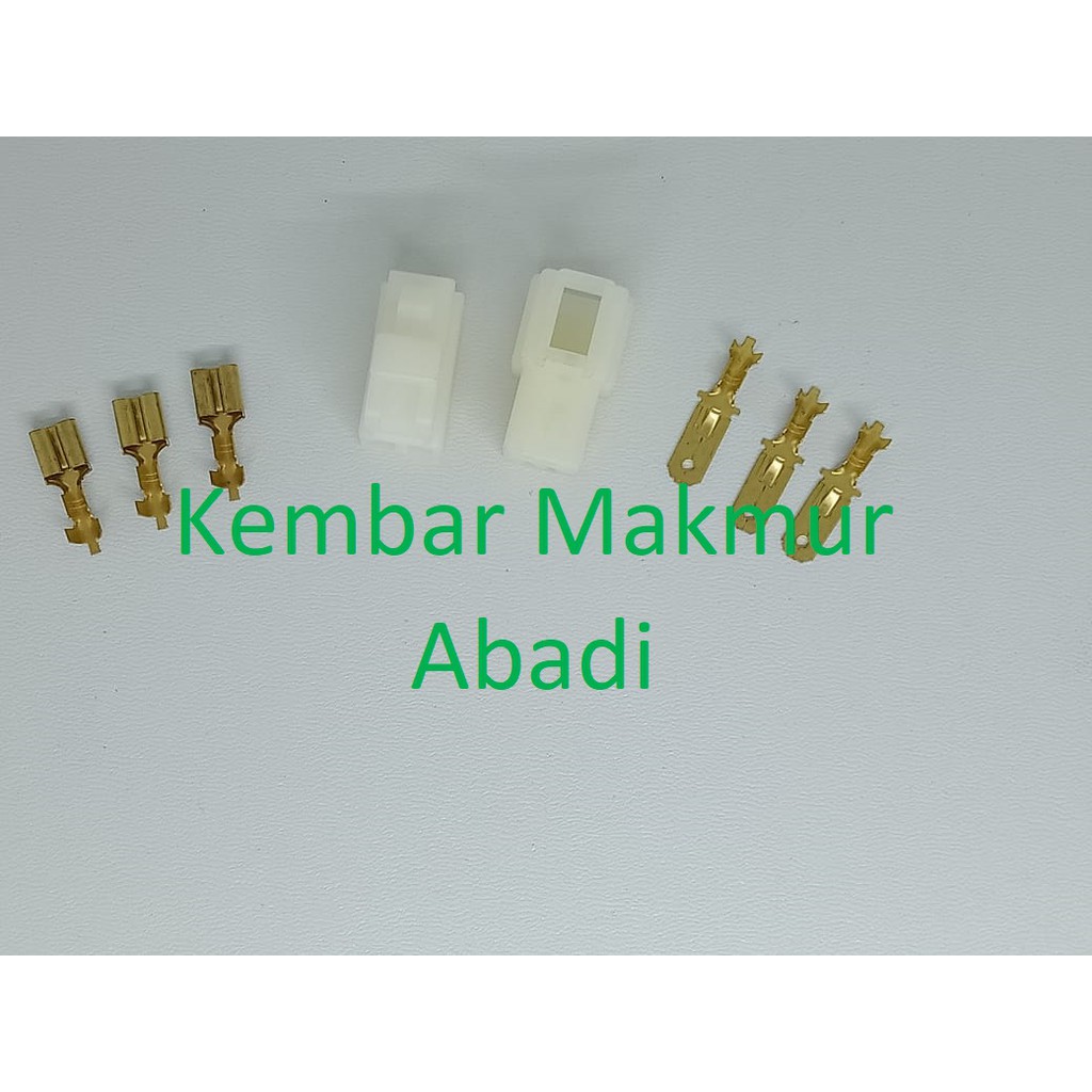 Socket 3 Pin Besar + Skun / Soket Motor / Konektor Motor/ Connector Kabel / Socket Kabel Motor 3 Pin