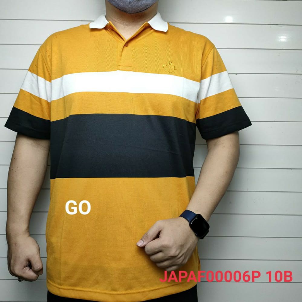 gos CDL By (CARDINAL) POLO T-SHIRT Pakaian Pria Atasan Kaos Polo Berkerah Garis Salur Lengan Pendek