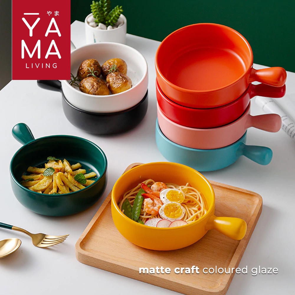 YAMA HANA Nordic Ceramic Bowl Mangkuk Bulat Piring Saji Keramik Porcelain Mangkok Soup Mie Salad