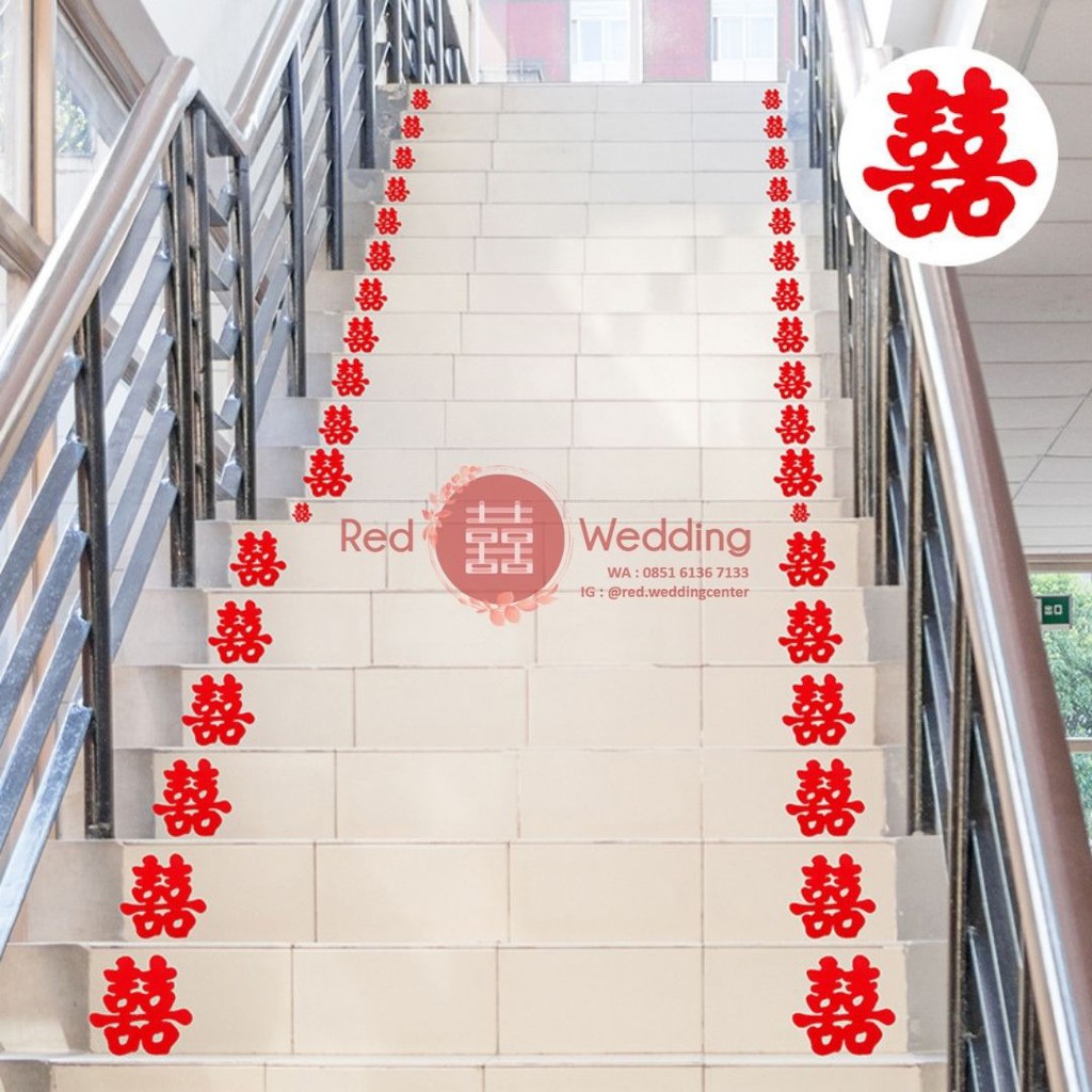 [9cm Motif Classic] Sticker Merah Ukuran Sedang Xi Sangjit Wedding Shuang Xi  Tempelan Barang/Tas/Pajangan/Dinding/Lemari/Pintu