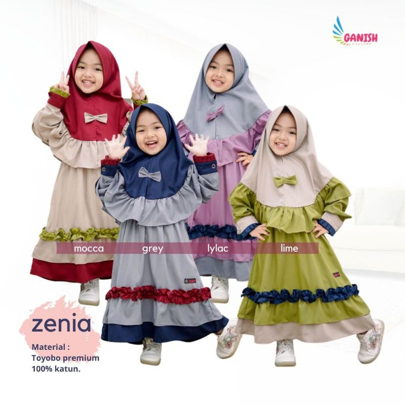 GAMIS SYAR'I ANAK USIA 4-14 THN GAMIS ZENIA BY GANISH GALLERY ORI TERBARU