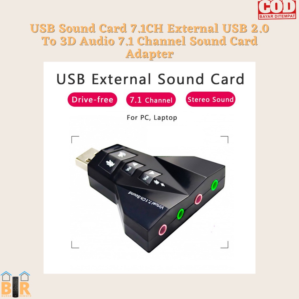 USB Sound Card 7.1CH External USB 2.0 To 3D Audio 7.1 / Channel Sound Card Adapter untuk Laptop PC USB