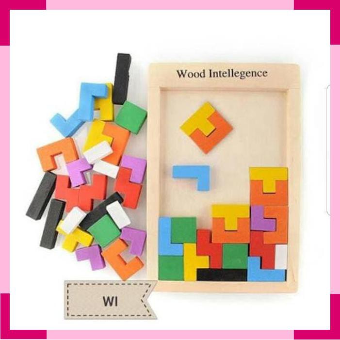 Mainan Edukasi Balok Kayu Tetris / Blok Kayu Tetris / Mainan Motorik