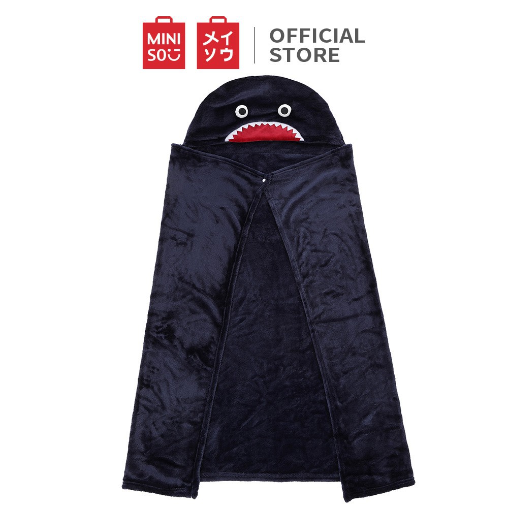 Miniso Selimut Lucu dengan Hoodie Selimut rekreasi kantor Tetap hangat Tidur sebentar selendang-Shark