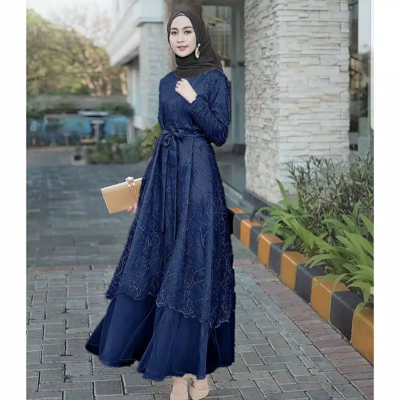 Dress Sage Tille Exclusive Gamis Brukat Tile Kayla Maxi Dress Aurel Haliya Dress Gamis Kondangan / BAJU DEWASA MURAH TERBARU 2021 / Gamis Kondangan Bridesmaid/ Gamis Tunangan