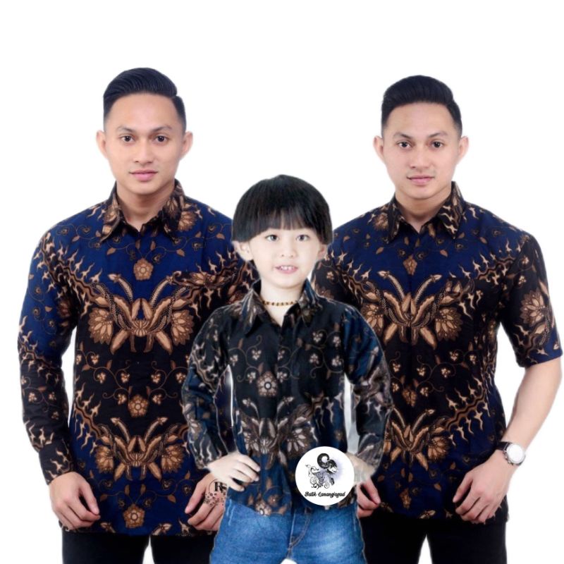 Batik Lanangjagad Couple Baju Kemeja Hem Batik Couple Ayah dan Anak Laki laki Cowok Premium Terbaru Terlaris Lengan Panjang Pendek Motif KerisMrh