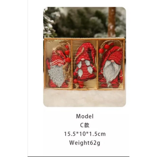 9pcs / Set Gantungan Pohon Natal Kayu Liontin Ornamen Dekorasi Natal