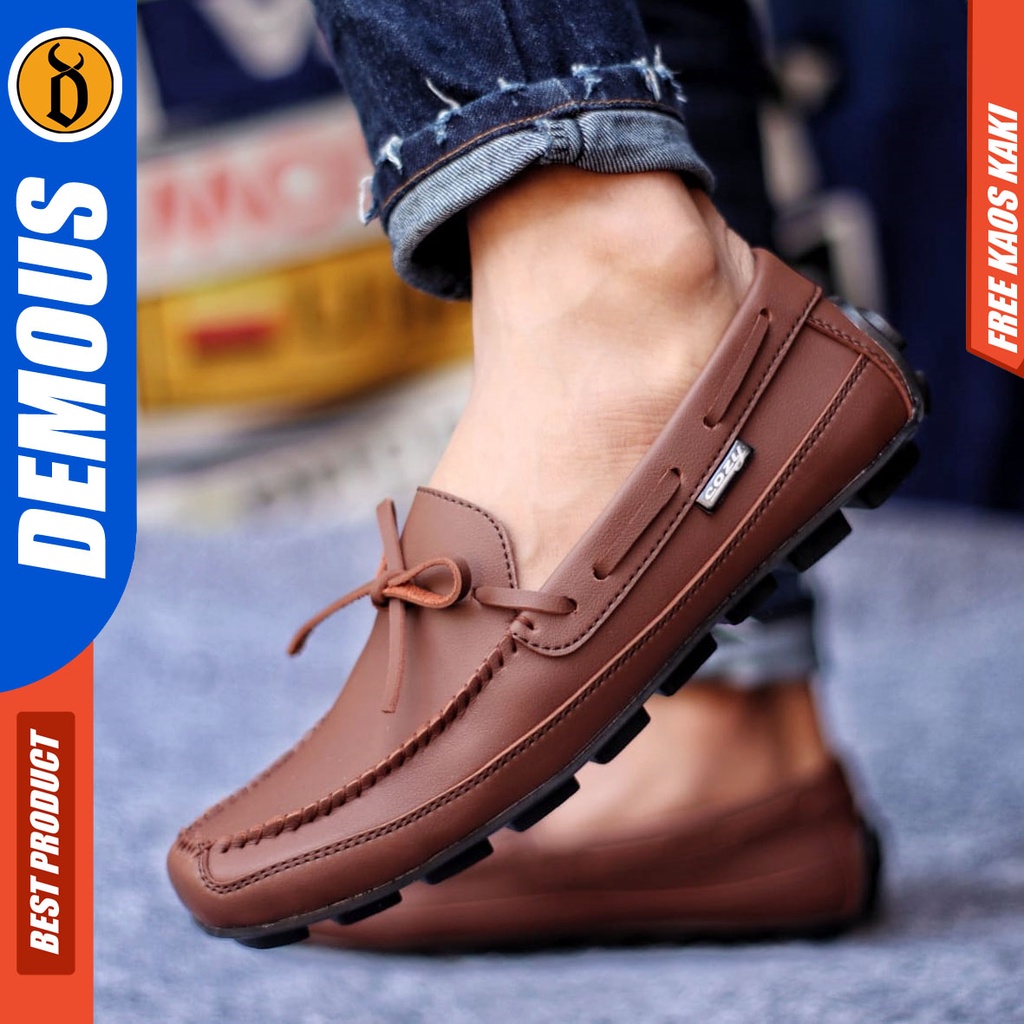 DEMOUS HOUSTON Sepatu Casual Slip On Kulit Pu Kasual Santai