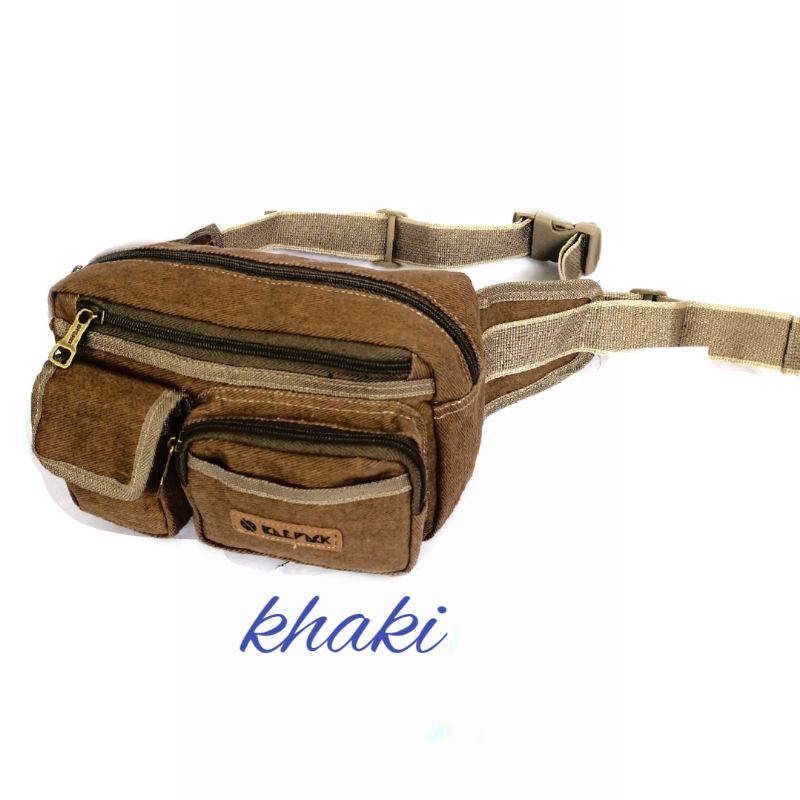 tas pinggang waist bag kanvas pria baepack