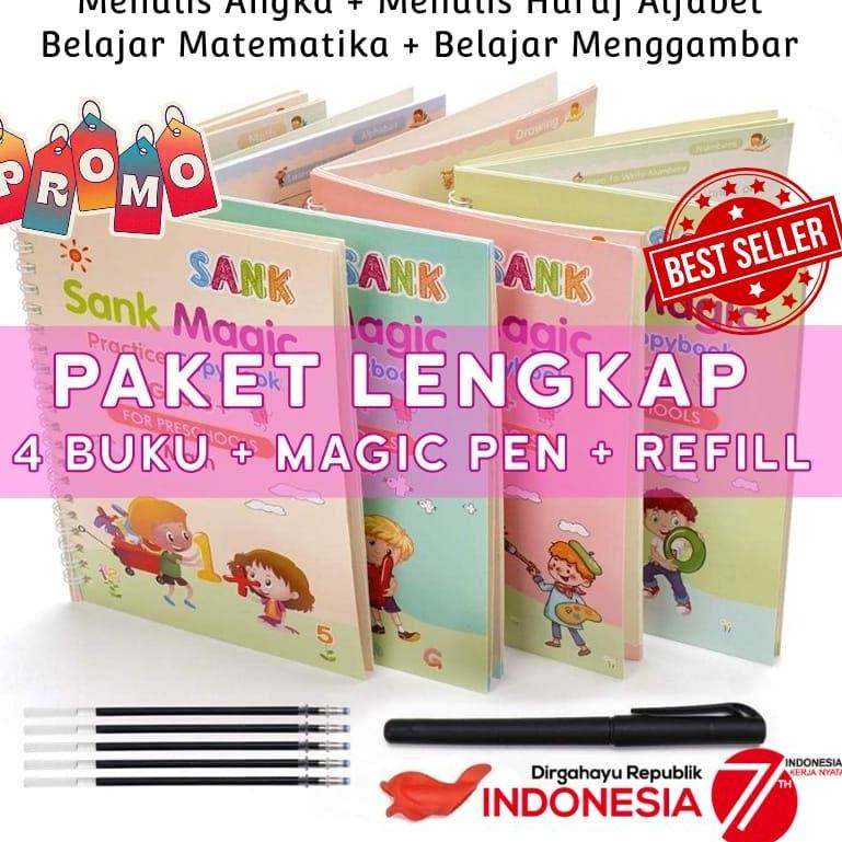 

㊤Z Isi 4 buku + 1 pulpen + 5 refill - 4 Book/Set Calligraphy Copybook Sank Magic Practice Kid'sEarly Learning Writing Lettering Practice Book NEW 2991 ❅
