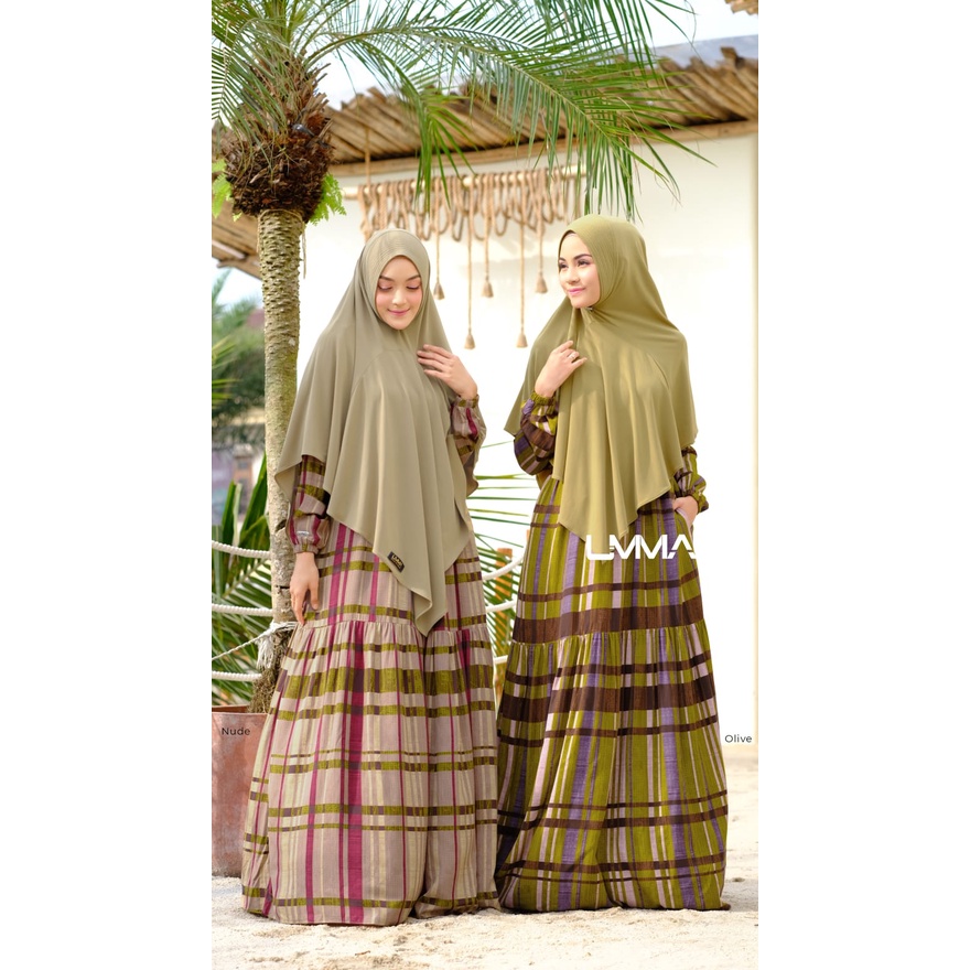 Umma Syari Gamis Muslimah Lookme Dress Menyusui bahan Rayon Motif Kotak griya mey