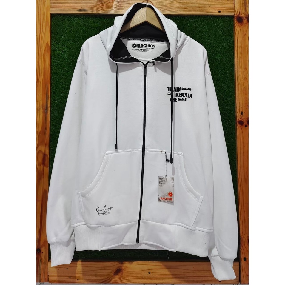 Hoodie Zipper Pria Original Distro Warna Putih Sweater Hodie Resleting Premium Kachios MR DEE Jaket 