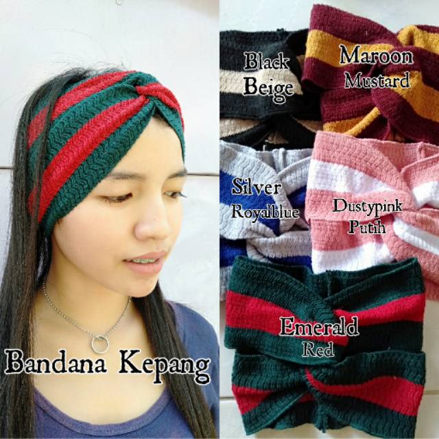 Bandana Kepang Silang Rajut