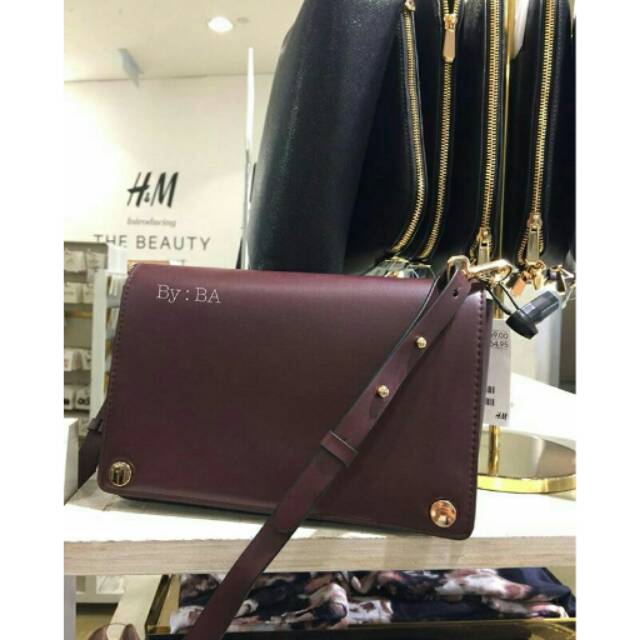 H&M MAROON SLING BAG / TAS BRANDED PROMO / SLING BAG MODIST