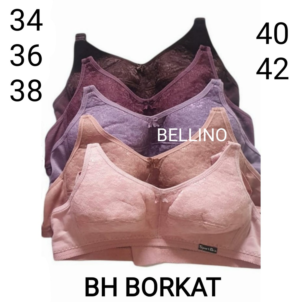 Bh Sport Bra Wanita Borkat Renda Kait 2 Tanpa Kawat Busa Tipis Size 34 36 38 40 42