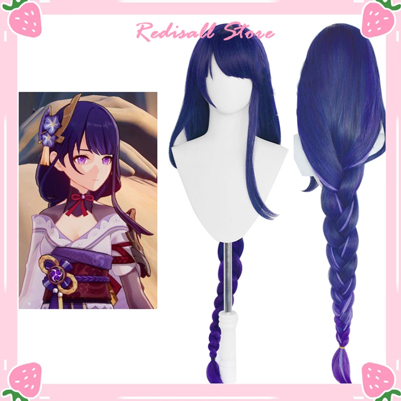PREORDER Genshin Impact Raiden Shogun Wig Baal Cosplay INAZUMA 100cm Long Braided Graidient Purple S