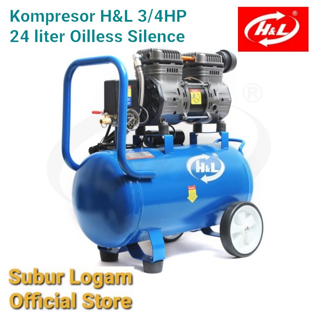 Kompresor H&L HL 3/4 HP 24 Liter Oilless Anti Berisik N3/4HP Silence