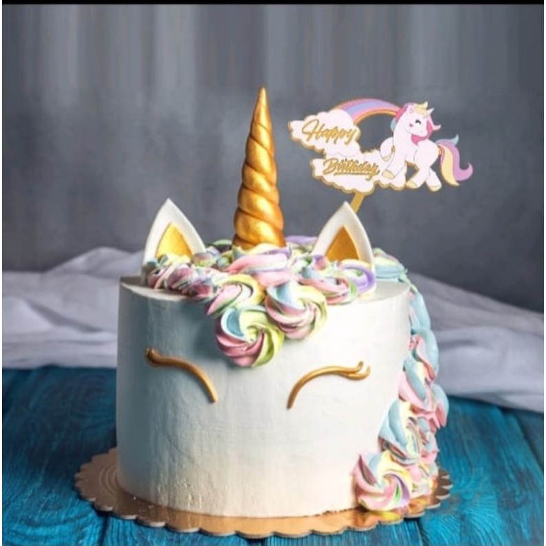 toper cake UNICORN hiasan cake desain unicorn acrylic