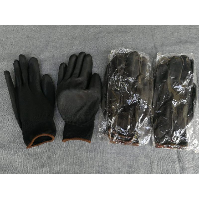 Sarung Tangan PalmFit Polyurethane Hitam Polos Tanpa Merk-M