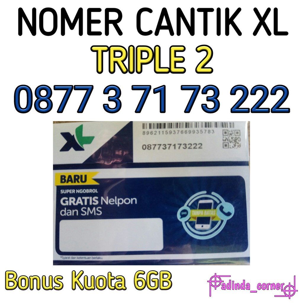 NOMER CANTIK XL TRIPLE Bonus Kuota 3,5GB,6GB & 11GB