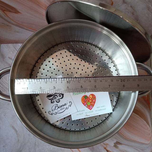 PANCI KUKUS / STEAMER LANGSENG BIMA 22 CM STAINLESS 430 INOX PREMIUM