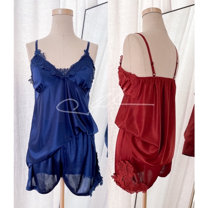 Vanesha Margaretta - 2101# SETELAN PIYAMA SATIN / celana pendek dan tanktop lingerie baju tidur