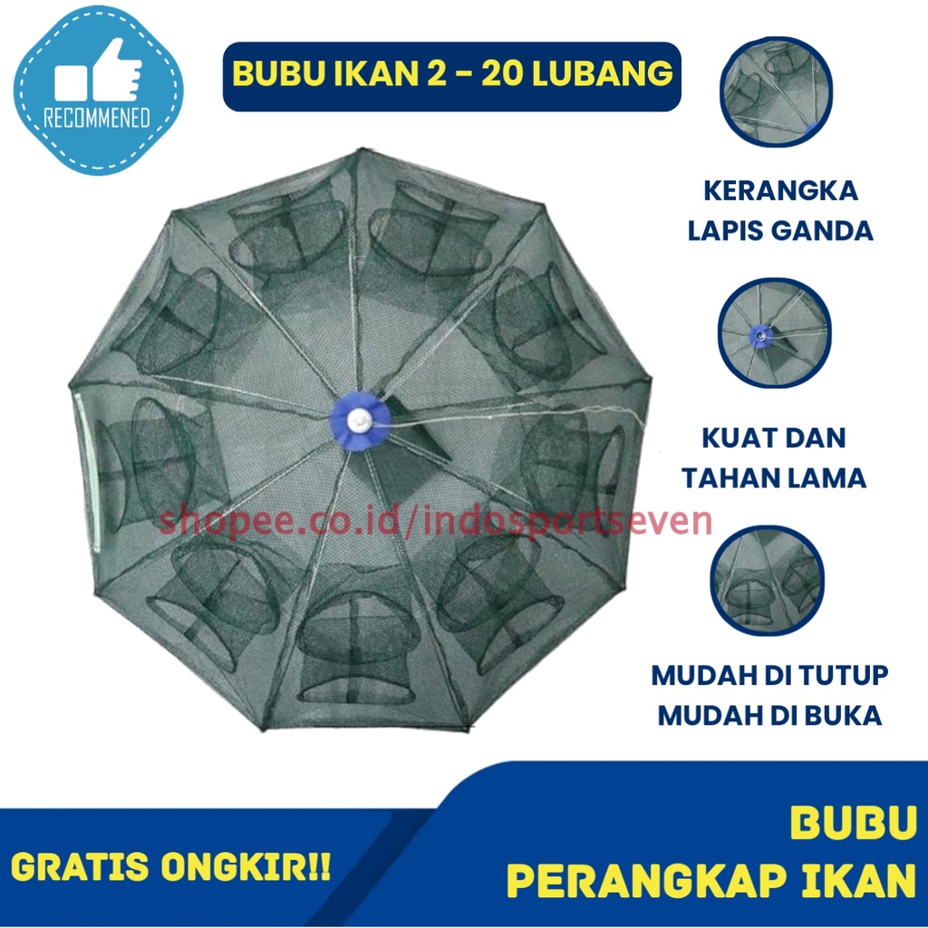 Perangkap Bubu Jaring Ikan Udang Kepiting Model Payung 2 4 6 8 10 12 16 20 Lubang