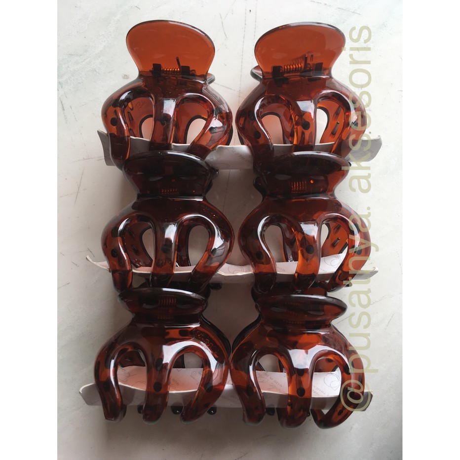 Jepitan Rambut Aksesoris Jedai Jumbo 7Cm -Coklat Giok- Set Grosir Murah Kecantikan OBGA10495