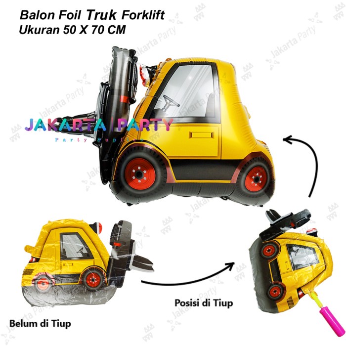 Balon Foil Forklift / Balon Karakter Truk Fork Lift / Balon kendaraan