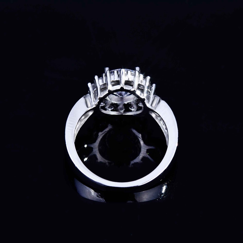 Hu Hu Hu Hu Hu Alat Bantu Pasang Kacamata♡ Cincin Wanita Bahan Tembaga Hias Kristal Gaya Trendy Berkilau Untuk Pertunanganpernikahan