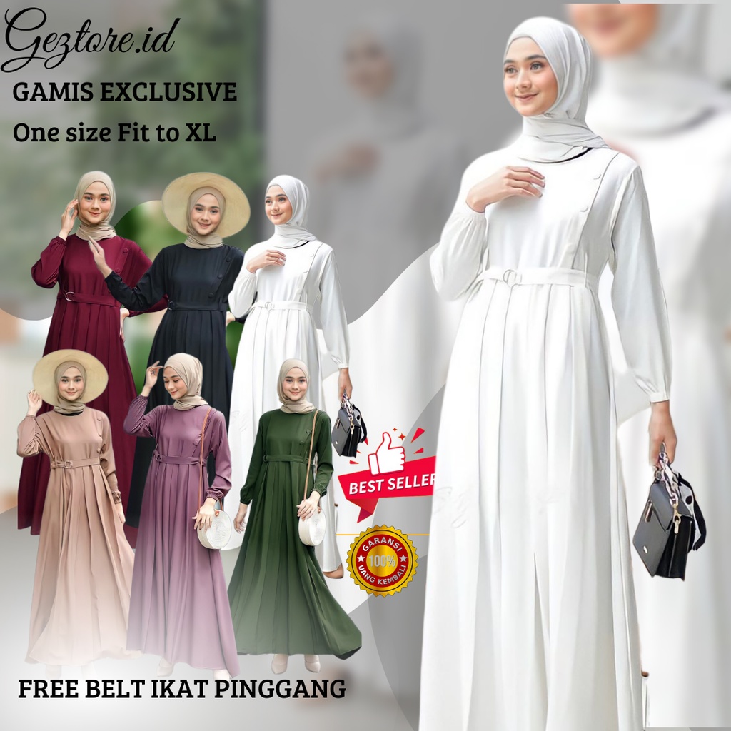 Baju Gamis Dress Wanita Dewasa Modern Nidia Full Kancing Mewah Elegan Anak Remaja Perempuan Dress Mu